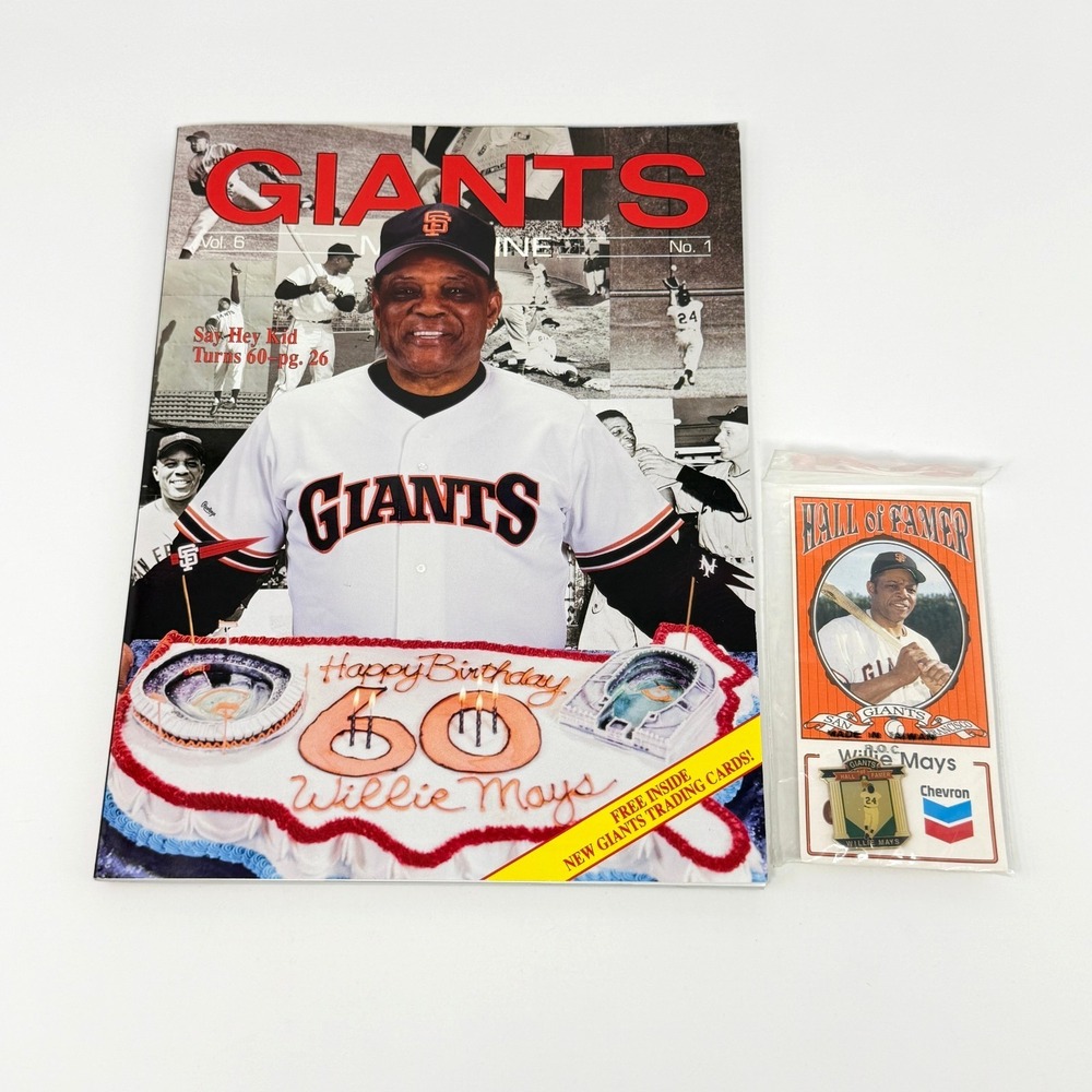 San Francisco Giants Willie Mays Magazine Pin Cards Chevron‎ Hall Of Famer 1991
